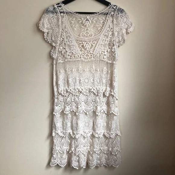 𝅺CREAM lace and crochet overlay - Picture 3 of 6